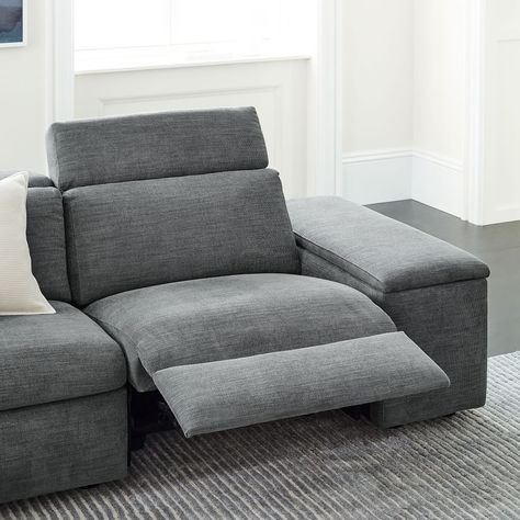 Enzo Sectional Set 37: Power Sofa (16" Arm With Storage + 30" Single With Power + 30" | West Elm Modern Recliner Sofa, Reclining Sectional With Chaise, Recliner Couch, Modern Recliner, Oversized Furniture, Storage Chaise, The Push, Mid Century Sofa, Room Planning