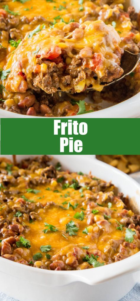 Frito Taco Pie, Frito Pie Recipe, Taco Pie Recipes, Frito Pie, Taco Pie, Quesadillas, Beef Dishes, Pie Recipe, Ground Beef Recipes