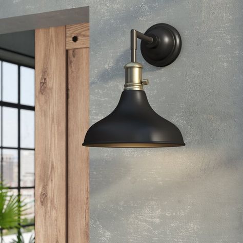 Williston Forge Irvington 1 - Light Black Antique Brass Armed Sconce & Reviews | Wayfair Light Over Kitchen Sink Window, Over Kitchen Sink Window, Light Over Kitchen Sink, Sink Window, Over Kitchen Sink, Kitchen Sink Window, Room Refresh, Vintage Bulb, Wayfair Furniture