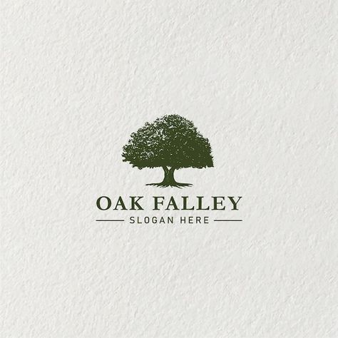 Vector oak tree logo vector illustration... | Premium Vector #Freepik #vector #park #nature #tree #green Tree Company Logo, Oak Tree Graphic, Logo Tree Design, Logos With Trees, Grocery Wagon, Tree Logo Ideas, Bro Logo, Oak Tree Illustration, Oak Tree Logo