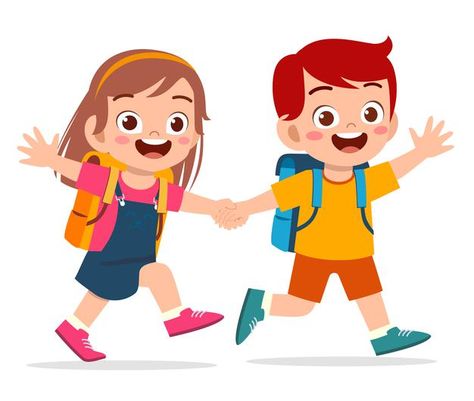 Premium Vector | Cute kid boy and girl holding hand and go to school together Boy And Girl Drawing, Girls Holding Hands, School Equipment, Kids Graduation, Kid Boy, Seni Origami, Cartoon Boy, Boy Character, Go To School