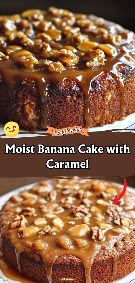 Indulge in the sweet comfort of our Moist Banana Cake with Caramel. This cake combines ripe bananas with a smooth, luscious caramel topping for a dessert that melts in your mouth. It’s perfect for cozy gatherings or as a special treat with your afternoon coffee. #BananaCake #CaramelTopping #SweetTreat Coffee Caramel Cake, Banana Cake With Caramel, Caramel Bundt Cake, Caramel Banana Cake, Moist Banana Cake, Weekend Recipe, Caramel Ingredients, Cake With Caramel, Homemade Caramel Sauce