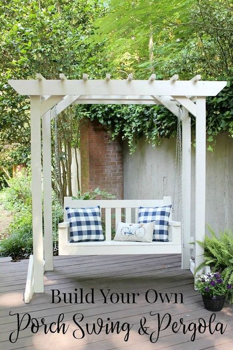 Round Pergola, Pergola Modern, Porch Swing Plans, Diy Porch Swing, Free Building Plans, Pergola Diy, Pergola Swing, Pergola Ideas, Building A Pergola