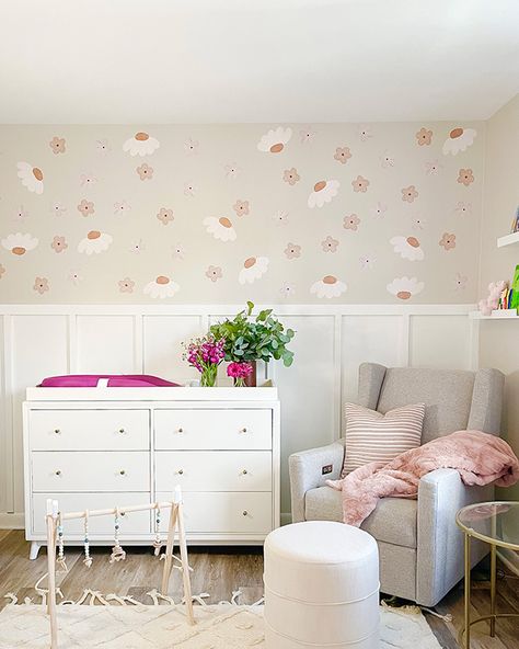 10 nursery wallpaper ideas for your baby's room Nursery Wallpaper Ideas, Wall Blush, Neutral Florals, Flower Decals, Floral Wall Decals, Desk Essentials, Removable Wall Decals, Nightstand Storage, Ottoman Sofa