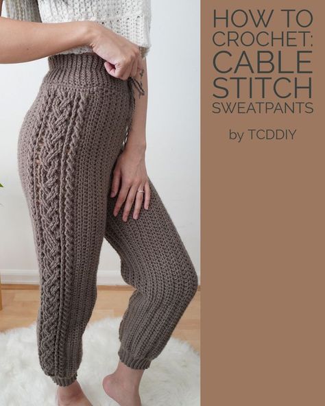 Crochet Sweats Pattern! 💖 Be sure to follow on YouTube, Instagram and check out my Etsy @TCDDIY Crochet Pants Pattern, Crochet Cable Stitch, Crochet Pants, Crochet Cable, Crochet Skirts, Winter Ideas, Crochet Winter, Cable Stitch, Youtube Instagram