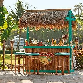 Margaritaville | Home + Style Tikki Bar, Bar En Plein Air, Outdoor Tiki Bar, Diy Outdoor Bar, Outside Bars, Bar Exterior, Outdoor Patio Bar, Backyard Bar, Bar Patio