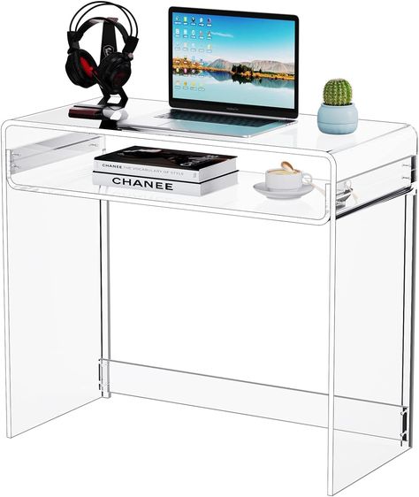 100% Arcylic Clear desk  33.5'' x 15.7'' x 29.5'' Office Console Table, Office Console, Entrance Table Decor, Slim Desks, Clear Desk, Clean Workspace, Desk Laptop, Acrylic Desk, Modern Office Space