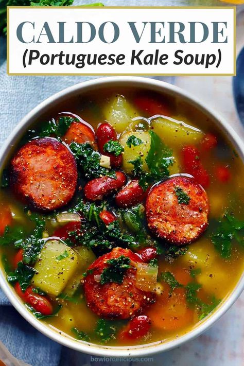 Portuguese Sausage Kale Soup, Kielbasa Spinach Soup, Chorizo Potato Leek Soup, Portuguese Kale Soup Chorizo, Kale And Kielbasa Soup, Portuguese Soup Recipes Portugal, Spicy Kale Soup, Portuguese Vegetable Soup Recipes, Kielbasa Kale Soup