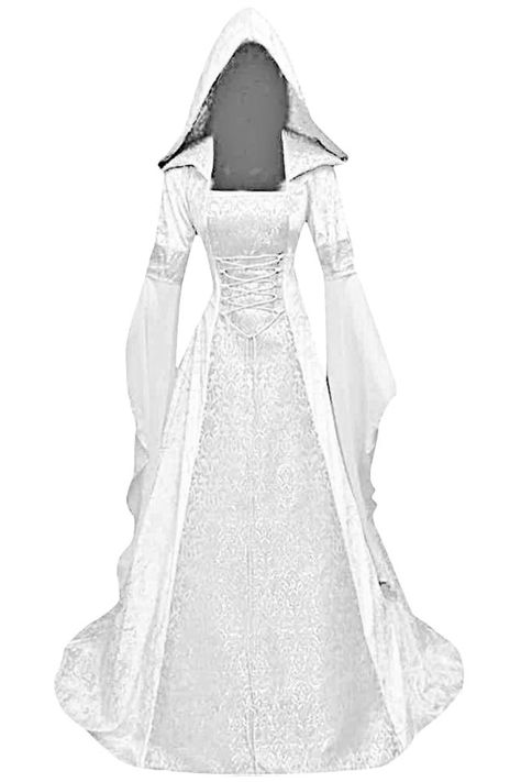 PRICES MAY VARY. polyester Imported Pull-On closure Machine Wash & Hand Wash ✪Material: Elegant halloween witch costume for women is made of high quality polyester material, velvet and lace, soft, lightweight and comfy for skin, durable. With this such retro gown renaissance medieval fancy dress, you will enjoy a wonderful night! ✪Occasion:This hooded women victorian dress is perfect for a masquerade ball, dress up parties Halloween cosplay party, gothic party, Victorian events and any costume p Medieval Costume Women, Gaun Abad Pertengahan, Gothic Ideas, Vintage Inspired Wedding Dresses, Witch Dress, Wedding Gowns With Sleeves, Medieval Dress, Dress Halloween Costume, Fairytale Dress