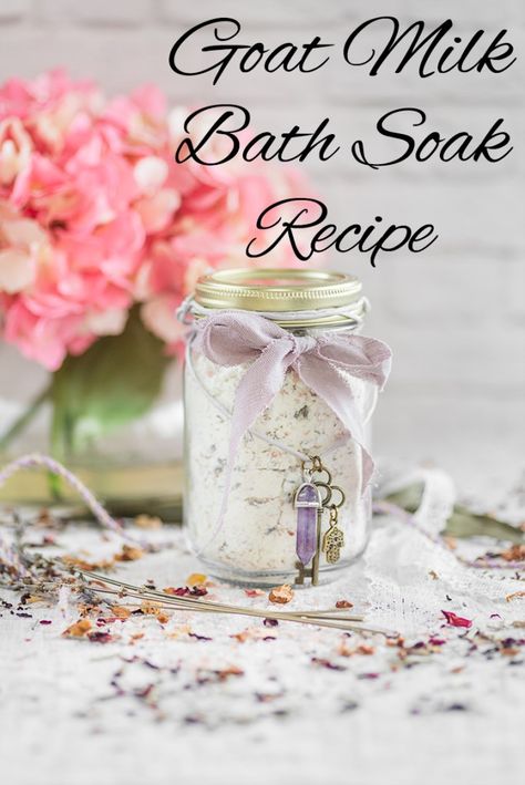 Goat Milk Bath Soak recipe - would be so sweet for Mother's Day or a nice Easter basket! Milk Bath Soak Recipe, Goat Keeping, Milk Bath Recipe, Spiritual Baths, Bath Teas, Milk Baths, Bath Soak Recipe, Bath Diy, Milk Bath Soak