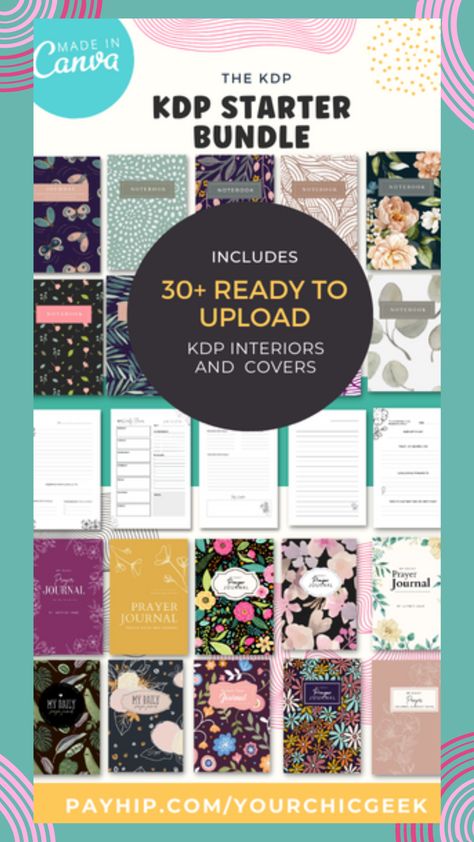 KDP starter bundle includes 30+ ready to upload KDP interiors and covers. Kdp Book Covers, Kdp Notebooks, Template Interior Design, Kdp Journals, Kdp Publishing, Budget Notebook, Blank Comic Book, Book Formatting, Interior Design Template