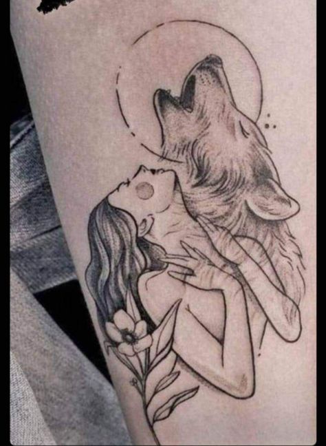 Wolf Girl Tattoos, Wilderness Tattoo, Werewolf Tattoo, Wolf Tattoos For Women, See Tattoo, Beautiful Wolf, Rose Drawing Tattoo, Wolves And Women, Wolf Tattoo Design