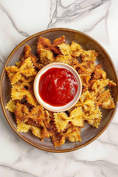 Utimate Air Fryer Pasta Chips - 5 Flavors - The Daily Dish Air Fryer Pasta Chips, Vegan Cashew Cheese Sauce, Air Fryer Pasta, Air Fryer Chips, Homemade Pizza Rolls, Vegan Cashew Cheese, Pasta Chips, Homemade Chips, Rigatoni Pasta