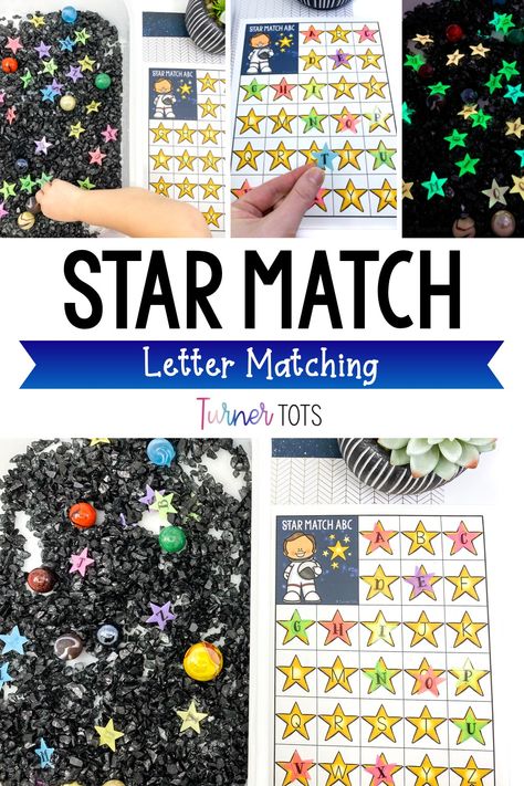 This letter identification activity is just what you need for your preschool or pre-k students during your space theme! Are you teaching the ABC’s? This engaging activity is perfect for literacy centers when learning the letters of the alphabet. These printable recording sheets include matching glow-in-the-dark stars to the recording sheet for a fun space letter activity. Preschoolers will learn to match uppercase letters to lowercase letters with this space preschool activity for toddlers. Space Themed Reading Activities, Space Literacy Activities, Space Preschool Activities, Activity Preschoolers, Space Activities Preschool, Letter Identification Activities, Space Lesson Plans, Letters Preschool, Letter Activity