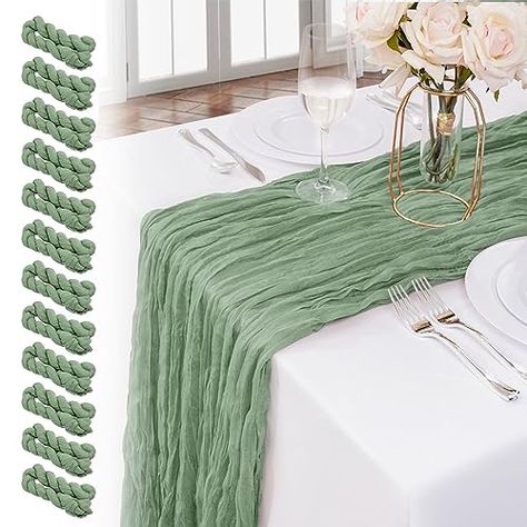 Sage Green Cheesecloth Table Runner, Green Cheesecloth Table Runner, Table Runner For Wedding, Cheesecloth Table Runner, Table Runner, Sage Green, Wedding Bridal, Bridal Shower, Shower