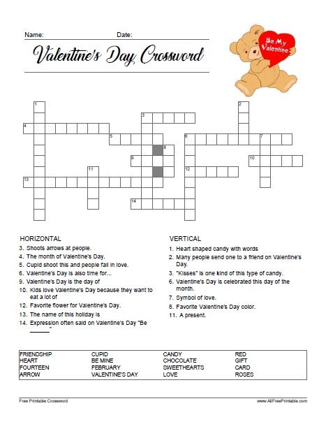 Valentines Crossword, Valentines Day Words, Heart Shaped Candy, Types Of Candy, Classroom Activity, Valentines Printables Free, Valentines Decor, Crossword Puzzles, People Fall In Love