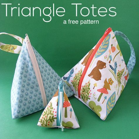 Triangle Zipper Pouch Pattern, Small Zippered Pouch Pattern Free, Diy Handbags, Triangle Tote, Triangle Bag, Free Sewing Patterns, Sewing Bags, Beginner Sewing Projects Easy, Pouch Pattern