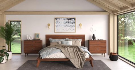 AllModern Ferdinand Platform Bed | Wayfair Bedroom Sets Furniture, Idea Bilik Tidur, Three Drawer Chest, Solid Wood Platform Bed, Queen Bed Frame, Solid Wood Bed, Wood Platform Bed, Wood Headboard, Bedroom Dressers