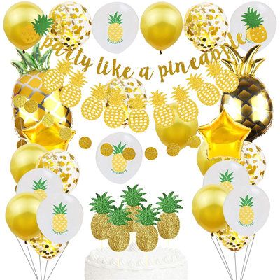 WIDELY APPLICATION:it is not only can used for the birthday party,wedding bridal shower ,but also quit suitable for the summer party,hawaiian luau party,tropical party,beach pool party ,Mexican Fiesta party decorations. Pineapple Garland, Mexican Fiesta Party Decorations, Pineapple Balloons, Pineapple Birthday Party, Pineapple Theme, Balloon Cupcakes, Summer Pineapple, Pineapple Birthday, Pineapple Party