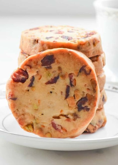 Cranberry Pistachio Shortbread Cookies, Cranberry Pistachio Shortbread, Pistachio Shortbread Cookies, Cranberry Pistachio Cookies, Cranberry Shortbread Cookies, Christmas Cookie Ideas, Pistachio Shortbread, Orange Shortbread, Cranberry Orange Shortbread Cookies