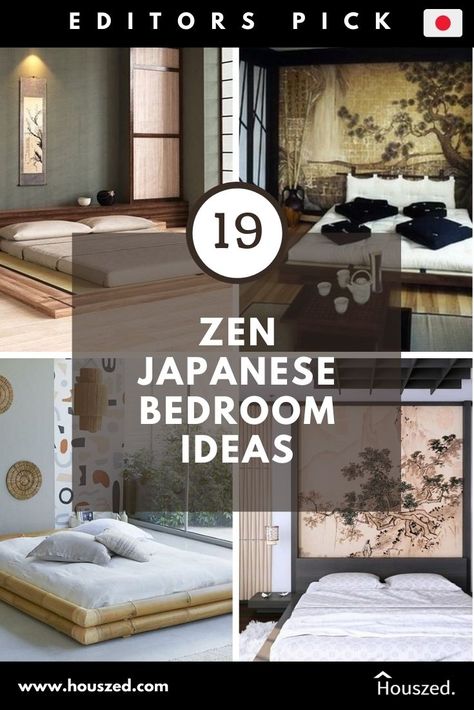 Get inspired with our Japanese Bedroom Ideas. Our images showcase the best bedroom styles from Japan, taking your style ideas to the next level ...Trust Houszed. #japanesebedroomideas #japanesebedroominteriordesign #japanesebedroominterior #japanbedroomideas #japanesebedroom #japanesebedroomideaszen #japanesebedroomideasmodern Cozy Farmhouse Bed, Japanese Floor Bed, Japanese Bed Frame, Modern Japanese Bedroom, Bedroom Japanese Style, Japan Bedroom, Simple Bed Design, Japanese Bedroom Ideas, Asian Inspired Bedroom