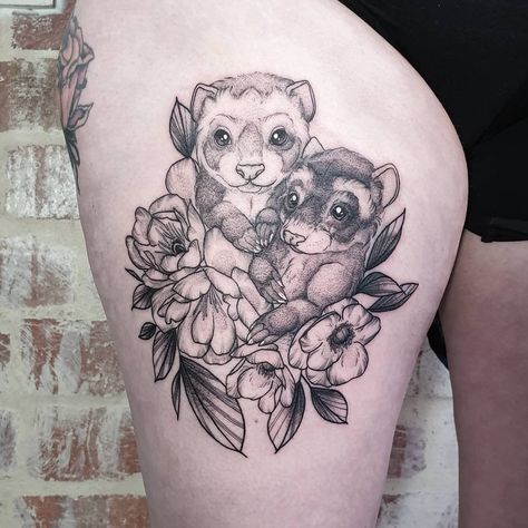 Cute Ferrets, Back Tattoo, Blackwork, Hanging Out, Peonies, Tattoos, Animals, Instagram, Design