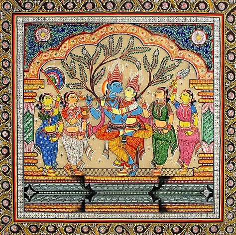 . Patachitra Art, Pattachitra Paintings, Jai Mahadev, Devi Lakshmi, Hindu Cosmos, Phad Painting, Bengali Art, Contemporary Folk Art, Spiritual Paintings