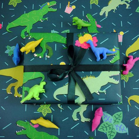 Dinosaur gift wrapping ideas Gift Wrapping For Kids, Wrapping For Kids, Greeting Card Inspiration, Dinosaur Cards, Gift Wrapping Ideas, Unique Gift Wrapping, Gift Wrapper, Etsy Ideas, Dinosaur Gifts