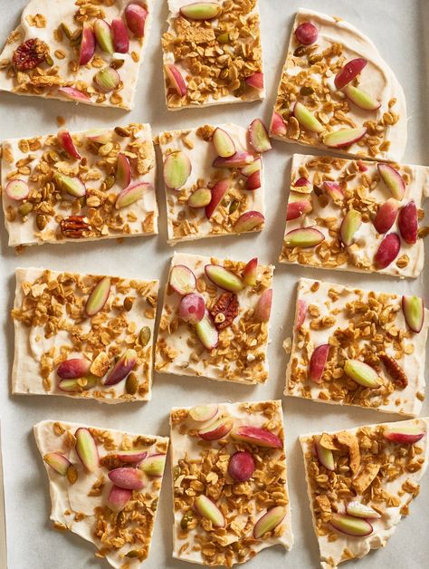 Frozen Grape & Granola Yogurt Bark | Kitchn | Kitchn Plain Yogurt Recipes, Yogurt Bark Recipe, Bark Recipes, Granola Parfait, Frozen Grapes, Yogurt Bark, Grape Recipes, Summer Breakfast, Yogurt And Granola