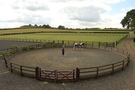 Backyard Horse Arena, Round Horse Pen, Horse Arena Ideas, Small Horse Stable, Horse Round Pen, Horse Stable Ideas, Horse Paddocks, Stable Aesthetic, Round Pens For Horses