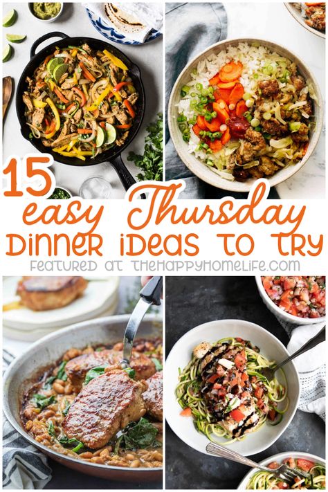 Don't settle for takeout on a busy Thursday. These easy Thursday dinner ideas are ready in 30 minutes or less and are healthy and delicious! Thursday Dinners Ideas, Thursday Lunch Ideas, Thursday Night Meals Easy Dinners, Dash Dinner Ideas, Thursday Recipes Dinners, Thursday Food Ideas, Easy Dash Diet Dinner Recipes, Quick Thursday Dinner Ideas, Easy Thursday Night Dinner