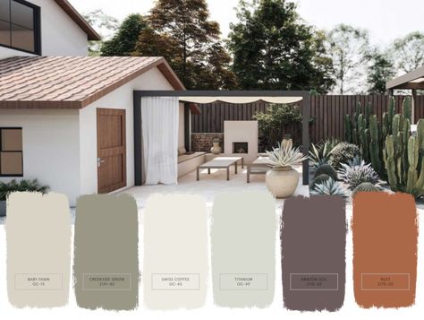 Ranch Home Colors Exterior Paint, Bungalow House Paint Exterior Colors, Desert Home Exterior Colors, Exterior Paint Colors Ranch Style House, Adobe Exterior House Colors, Best Exterior House Colors For 2023, Spanish Style Home Paint Colors, Desert Bungalow Exterior, Outdoor House Paint Colors Stucco