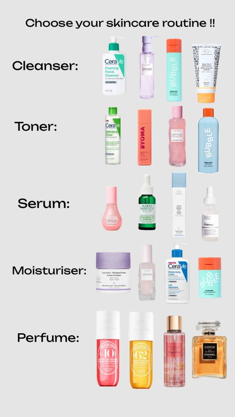 Choose your skincare routine! Clean Girl Skin Care Routine, Choose Your Skincare, Skincare Routine Ideas, Choose Your Skincare Routine, Skin Care Routine For 10-15, Skincare Before Makeup, Skincare Routine For 13 Yrs Old, Skincare Routine For 11 Yrs Old, Skincare Routine For 10-15