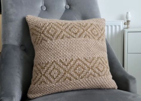 Tunisian crochet cushion - Mellow Pillow - Exquisite Crochet UK Crochet Uk, Tunisian Crochet Hook, Crochet Cushion, Mattress Stitch, Crochet Pillows, Living Room Area, Thread & Yarn, Crochet Cushions, Crochet Home Decor