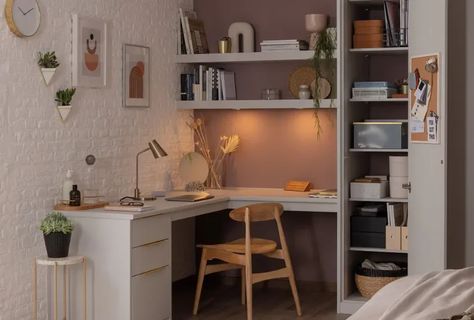 Multifunctional Spaces | Sharps Home Office Bedroom Ideas Grunge, Vibey Bedroom, University Bedroom, Vibey Rooms, Student Bedroom, Small Bedroom Interior, Dream Dining Room, Bedroom Nook, Study Furniture