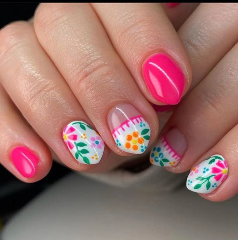 Nail Designs Trends, Europe Nails, Summer Nails Simple, Nail Art Designs Valentines, Nail Art Designs Valentines Day, Nail Designs For Beginners, Mexican Nails, Summer Nail Designs, Retro Nails