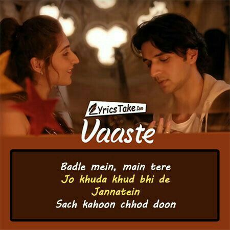 💕Follow me Nimisha Neha💕 Vaaste Song Lyrics, Vaaste Song, Siddharth Gupta, Bollywood Lyrics, Love Song Lyrics Quotes, Dhvani Bhanushali, Love Friendship Quotes, Caption Lyrics, Love Songs Hindi