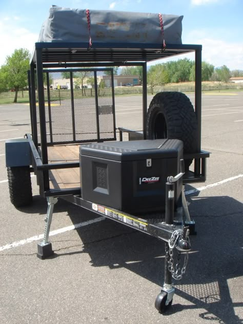 Click this image to show the full-size version. Utility Trailer Modifications, Diy Utility Trailer, Dirt Bike Trailer, Utility Trailer Ideas, Motorbike Trailer, Utility Trailer Camper, Camping Gear Trailer, Bike Camper, Homemade Trailer