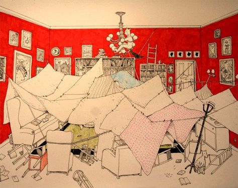 cant wait to do this this yea <3 Pillow Forts Aesthetic, Cardboard Fort, Living Room Fort, Cardboard Forts, Indoor Forts, Blanket Forts, Anna Claire, Blanket Fort, Build A Fort