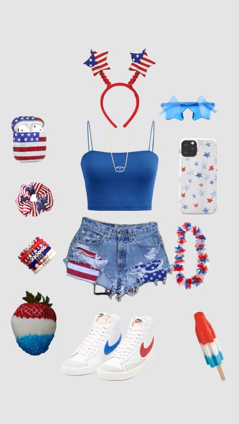 #4thofjuly #outfit #style 4 Of July Outfit Ideas, 4 Of July Outfit, Red White And Blue Outfits, White And Blue Outfits, Fourth Of July Pics, July Outfit Ideas, Preppy Fits, Forth Of July, July Outfits