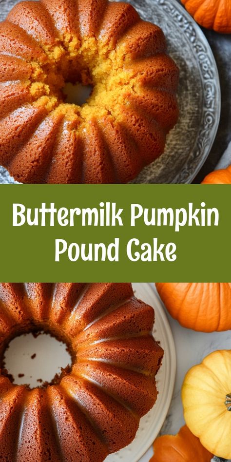 🍂✨ Embrace the essence of fall with a Buttermilk Pumpkin Pound Cake! This moist and flavorful treat combines the rich taste of pumpkin with the tanginess of buttermilk, creating a deliciously tender cake perfect for family gatherings or cozy afternoons. With warm spices and a delightful texture, it’s bound to become a seasonal favorite. Get ready to savor the flavors of autumn with every bite! 🍰🎃 #PumpkinPoundCake #FallBaking #CozyDesserts Buttermilk Pumpkin Pound Cake, Pumpkin Pound Cake Recipes, Apple Cinnamon Loaf, Pond Cake, Pumpkin Pound Cake, Caramel Apple Bars, Pumpkin Spice Cheesecake, Buttermilk Cake, Sweet Potato Muffins