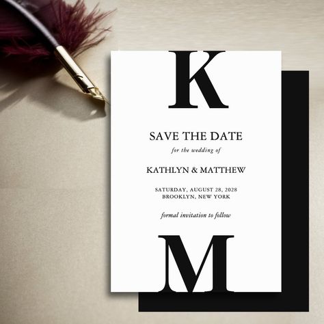 Black and White Modern Bold Monogram Wedding Save The Date Black Tie Wedding Invitations, Black And White Wedding Theme, White Wedding Theme, Black And White Wedding Invitations, Just Engaged, Bright Wedding, Black And White Wedding, Black White Wedding, Wedding Prints