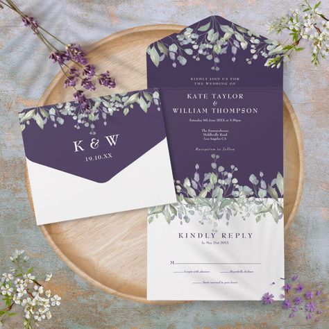 Purple And Green Wedding, Purple Sage, Country Garden Weddings, Pretty Watercolor, Spring Wedding Invitations, Sage Wedding, Purple Wedding Invitations, Lilac Wedding, Watercolor Greenery