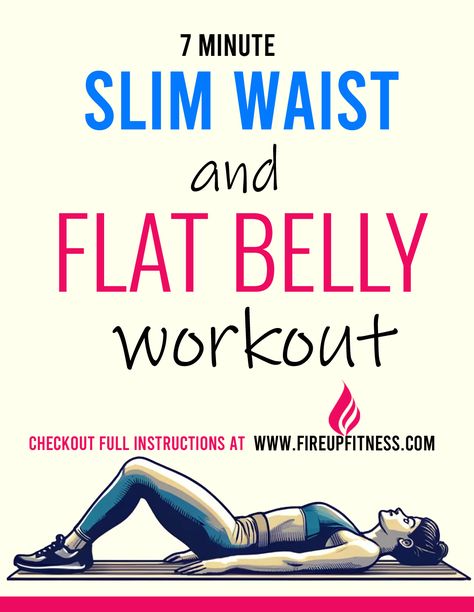 7 Minute Slim Waist And Flat Belly Workout Flat Tummy Routine, Slim Waist And Abs Workout, Workouts For Slimmer Waist, Exercise For Lower Belly, Lower Ab Workout, Figure Workout, Hourglass Figure Workout, Flatten Belly, Hourglass Workout