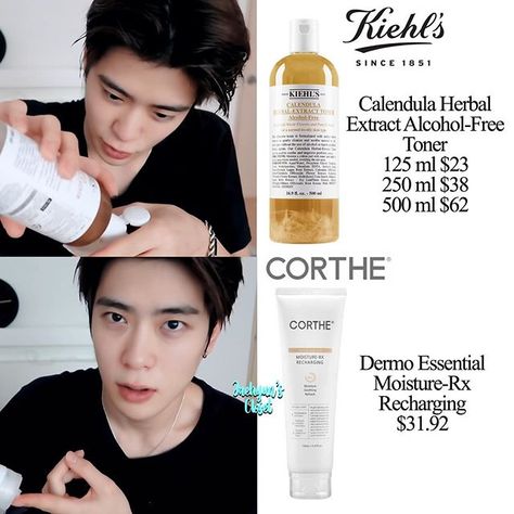 #jaehyun #skincare #routine #kiehl's #corthe #nct127 Kpop Beauty Tips, Alcohol Free Toner, Ethereal Makeup, Health Skin Care, Makeup Swatches, Cosmetic Skin Care, Body Skin Care Routine, Beauty Life Hacks Videos, روتين العناية بالبشرة