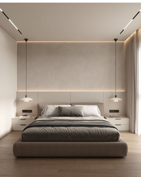 Minimal Bedroom Design, Minimal Bedroom, Modern Minimalist Bedroom, Simple Bedroom Design, Cama King Size, Bedroom False Ceiling Design, Bedroom Decor Design, Bedroom Color Schemes, Minimalist Interior Design