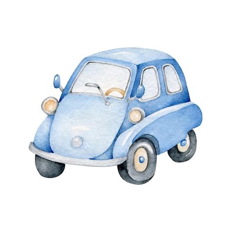 Retro car | Premium Vector #Freepik #vector #retro-car #old-car #car-cartoon #watercolor-car Cute Car Illustration, Scrapbook Bebe, Baby Art Projects, Retro Car, Car Illustration, Baby Scrapbook, Car Cartoon, Baby Art, Summer Prints