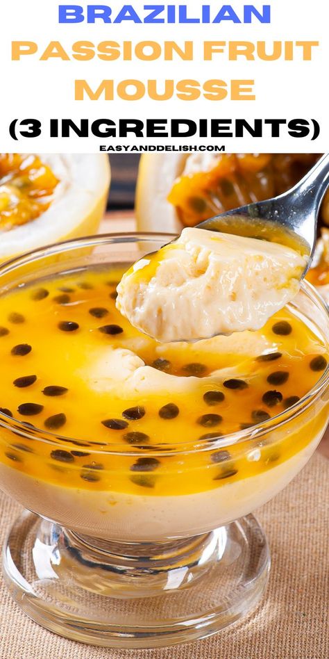 Get teh quick and easydessert recipe for this super creamy and delicious Brazilian Passion Fruit Mousse made in the blender.