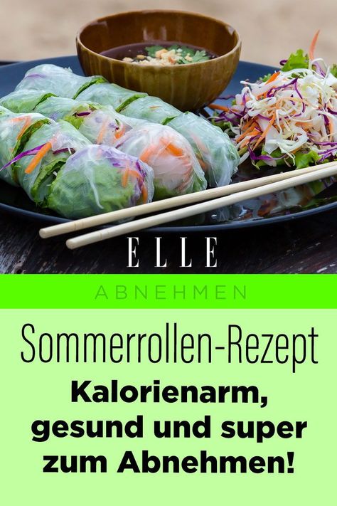 Kalorienarm, gesund und super zum Abnehmen: Dieses Sommerrollen-Rezept ist perfekt für heiße Tage!#summerrolls #sommerrollen #leichterezepte #sommerrezepte #kalorienarm #lowcarb #abnehmen #diät #ellegermany #vorspeise #picknick #rezepte Eat Smart, Low Cal, Asian Dishes, Fresh Rolls, Low Calorie, Nom Nom, Low Carb, Food And Drink, Healthy Recipes