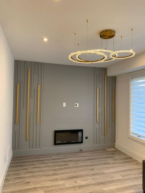 Our Work - Dynamic Concepts GTA Living Room Glam, Gold Accent Wall, Bathroom Accessories Design, Wall Pop, Wall Moulding, Living Room Wall Designs, Feature Wall Bedroom, Feature Wall Living Room, Accent Wall Designs